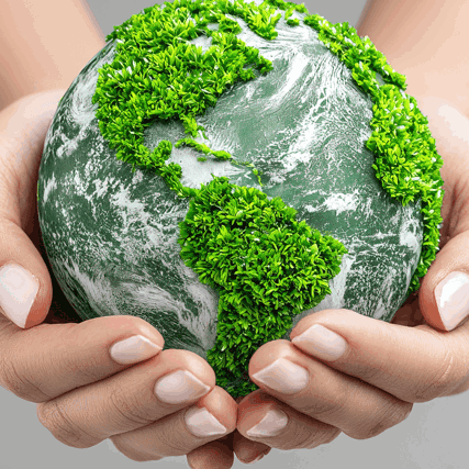 Planeta Země v rukách ženy.