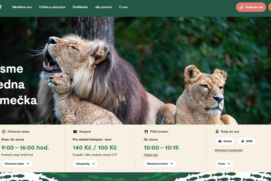 Domovská stránka nového webu