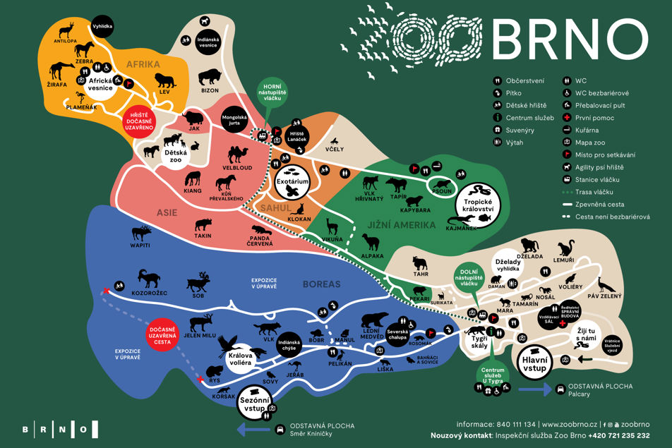 Mapa Zoo Brno